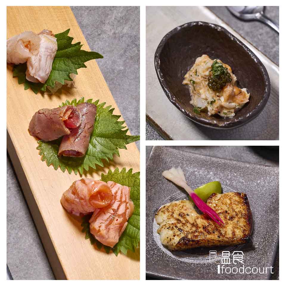 海鮮豆腐小品；泡菜辣味刺身三點；西京燒智利鱸魚